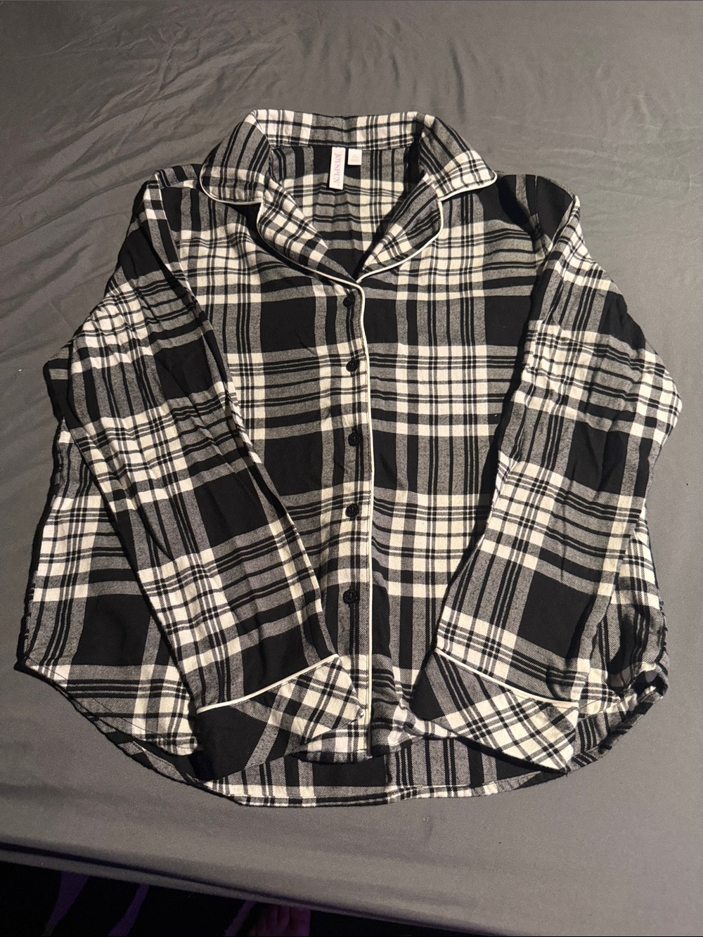 Black & White Plaid Women's Pajama Top